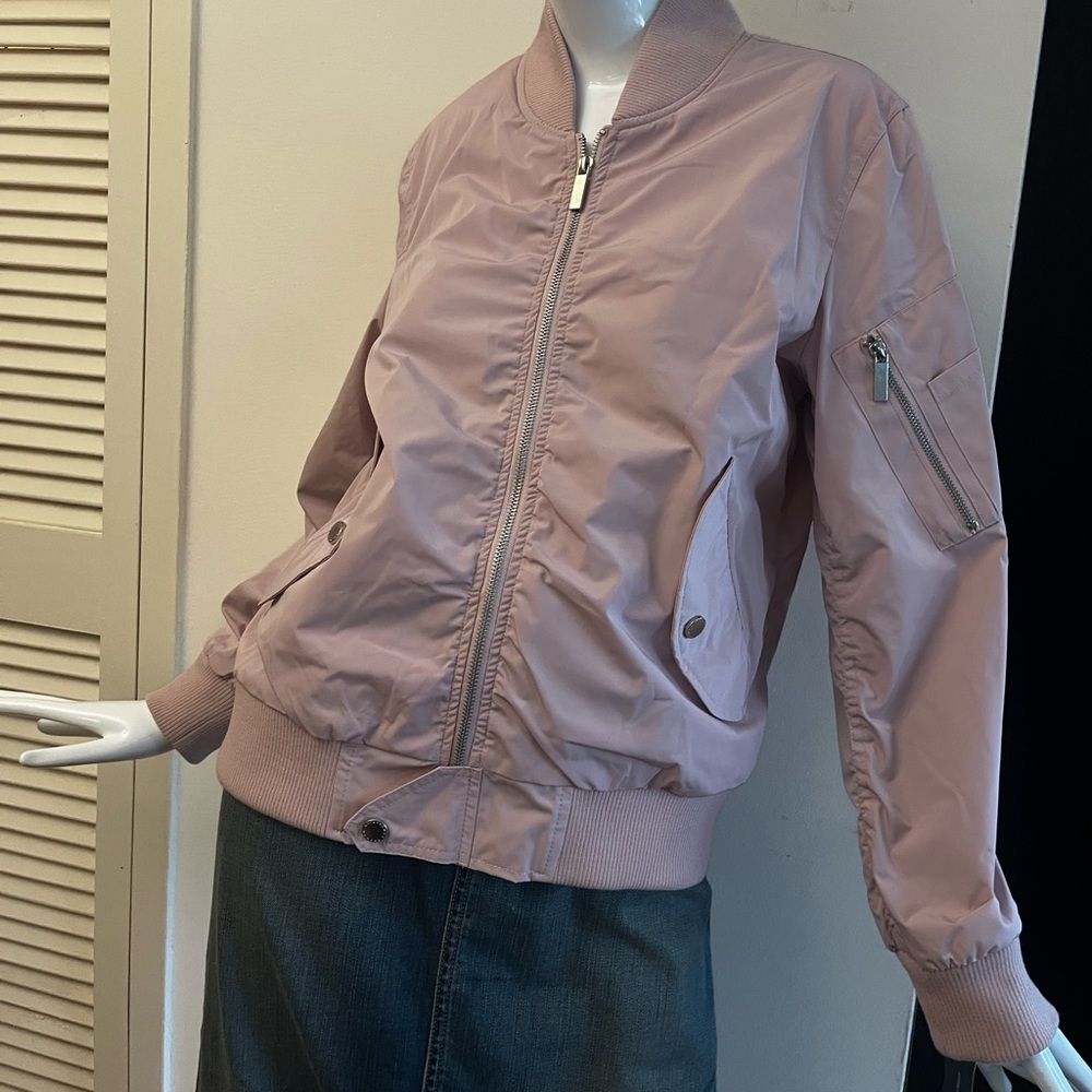 French Connection Women’s Lightweight Bomber Jacket in Dusty Pink